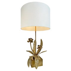 1950's Bronze Flower and Foliage Table Lamp attributed to Maison Jansen