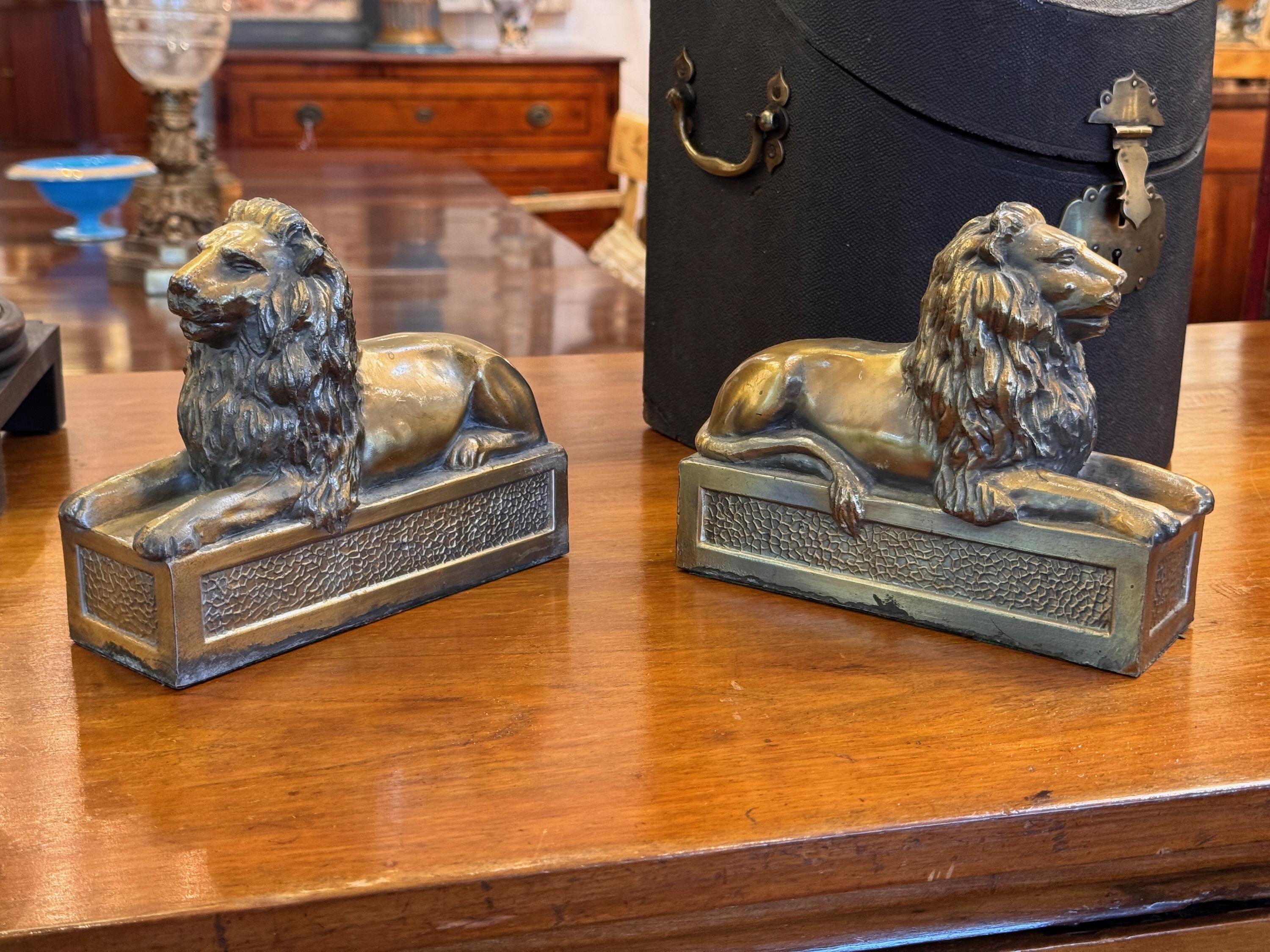 1950s Bronze Lions - a Pair In Good Condition In Charlottesville, VA