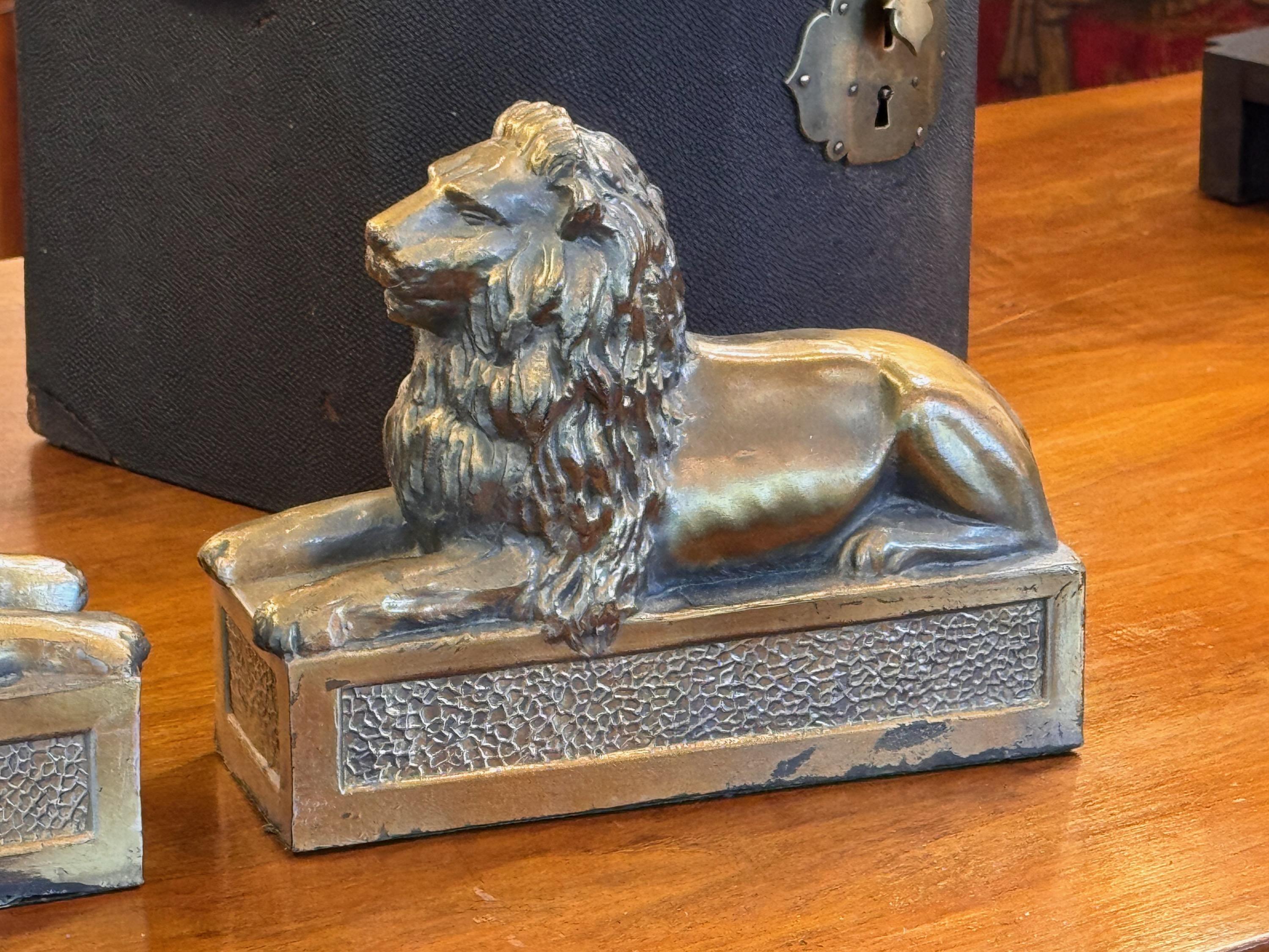Mid-20th Century 1950s Bronze Lions - a Pair