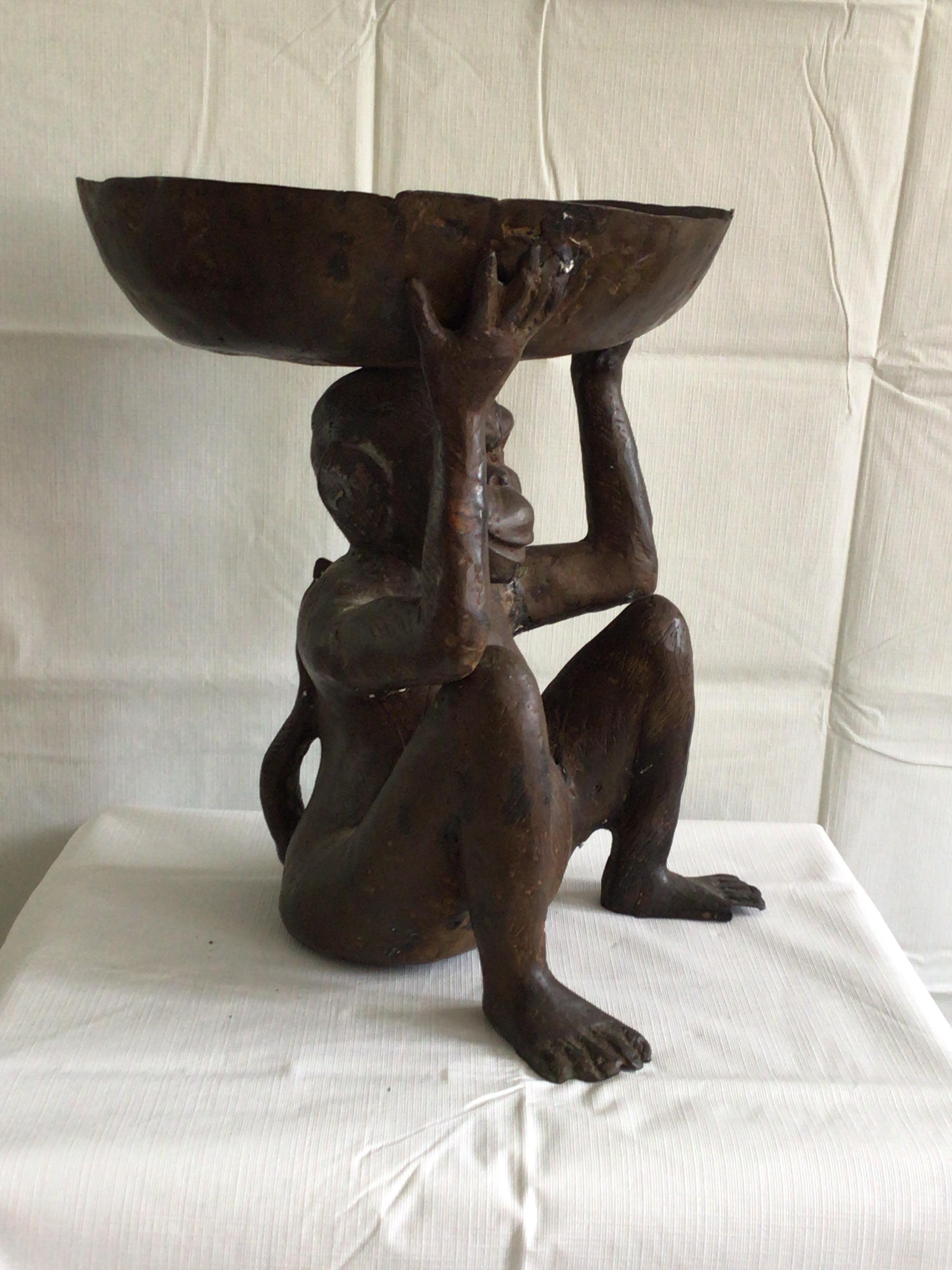 1950s bronze monkey bowl.