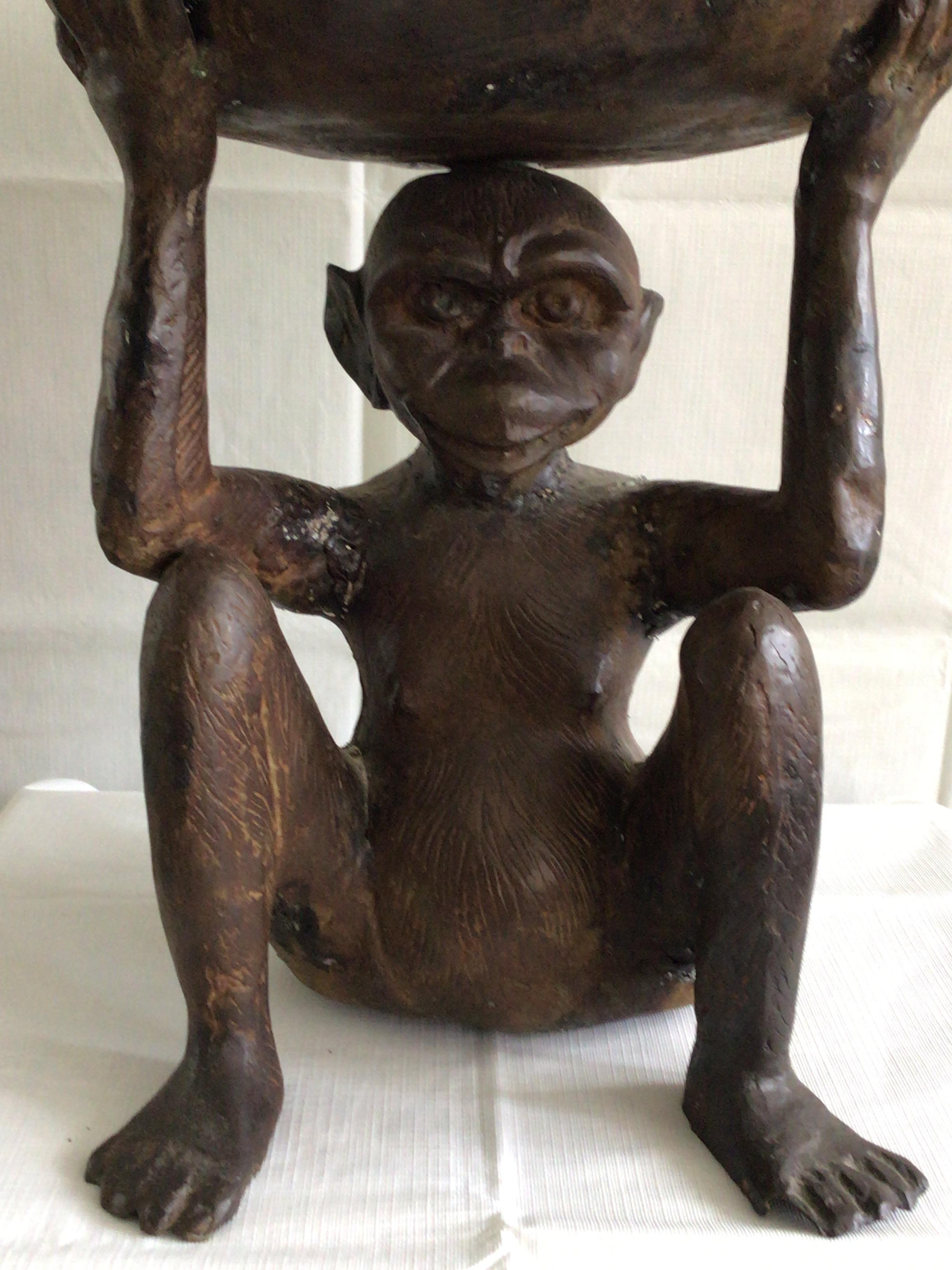 1950s Bronze Monkey Bowl In Good Condition For Sale In Tarrytown, NY