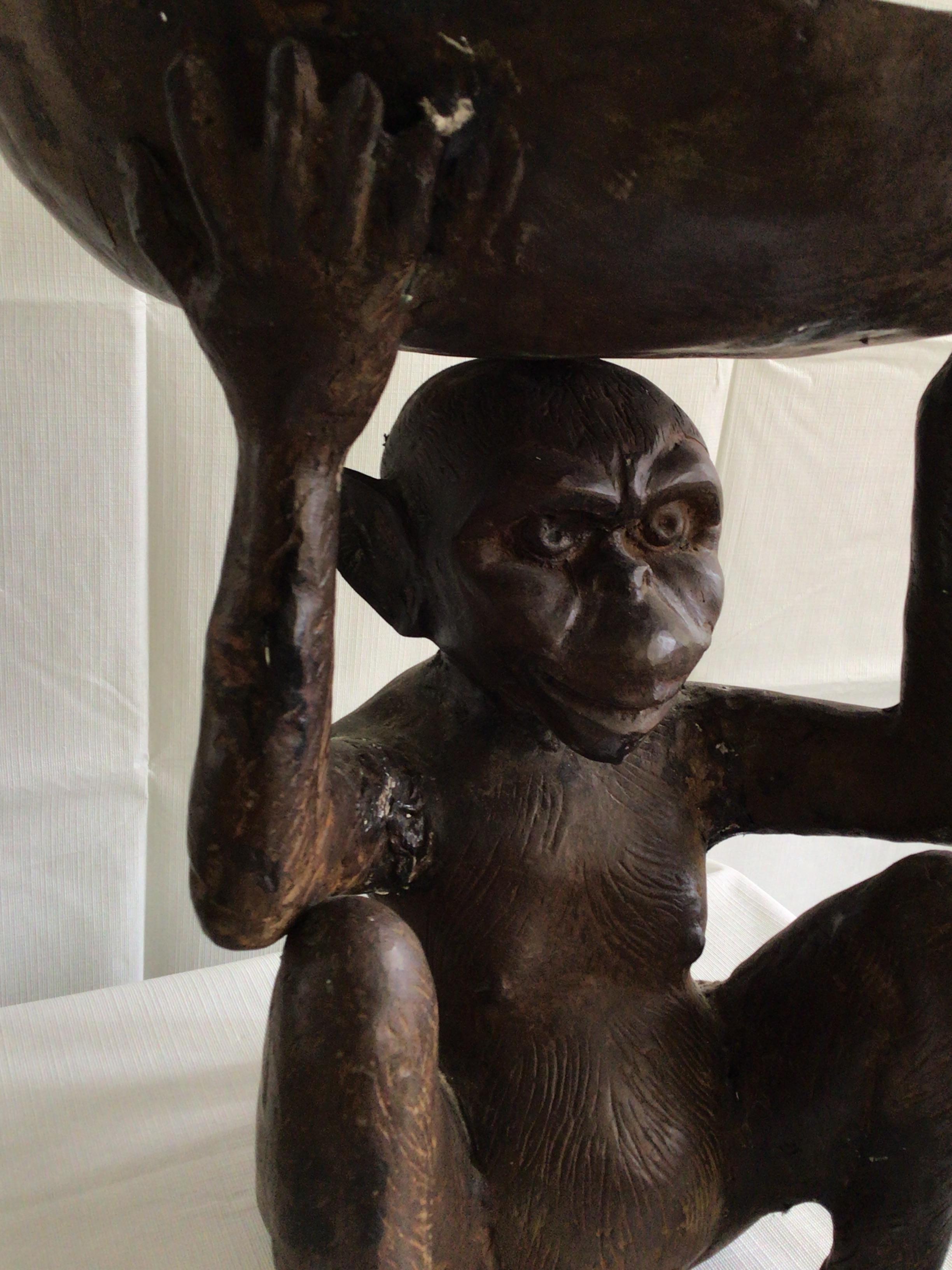 Mid-20th Century 1950s Bronze Monkey Bowl For Sale