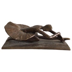 1950s Bronze Sculpture of Ballerina Stretching