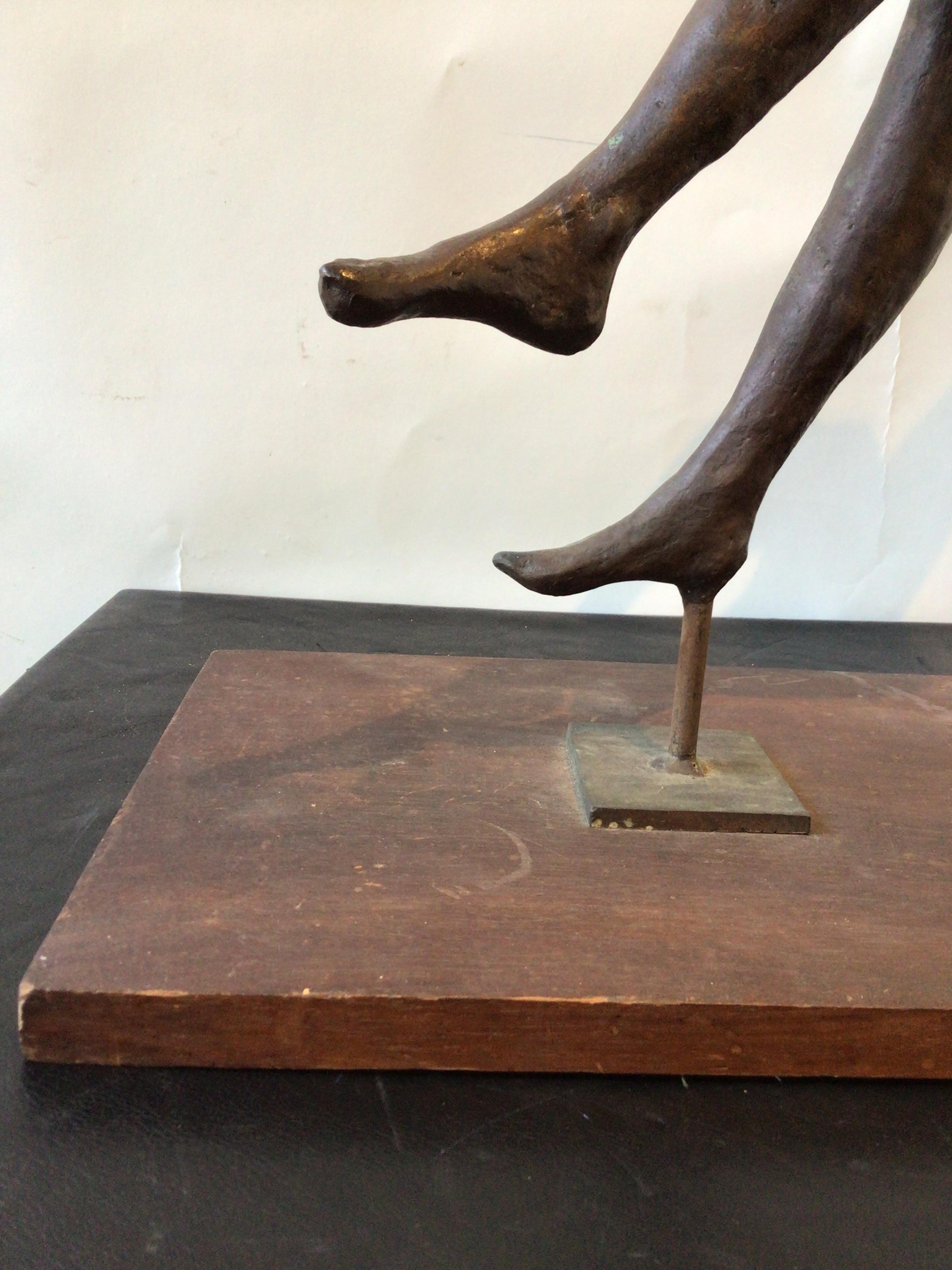 1950s Bronze Sculpture of Nude Woman on Wood Base For Sale 2