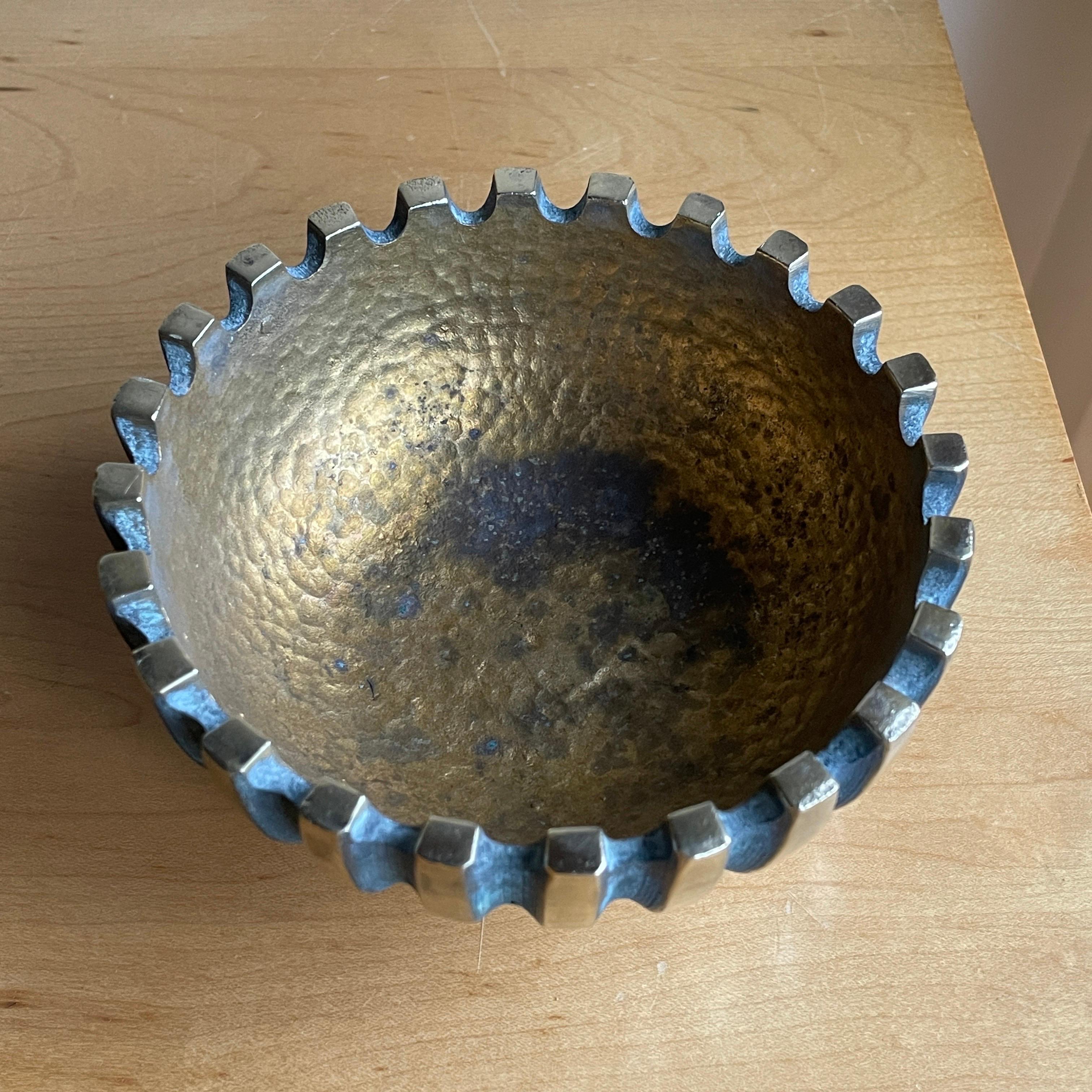 Israeli 1950s Bronze Solid Cast Bowl Marijauna Cigarette Ashtray Party Bowl Candy Dish For Sale