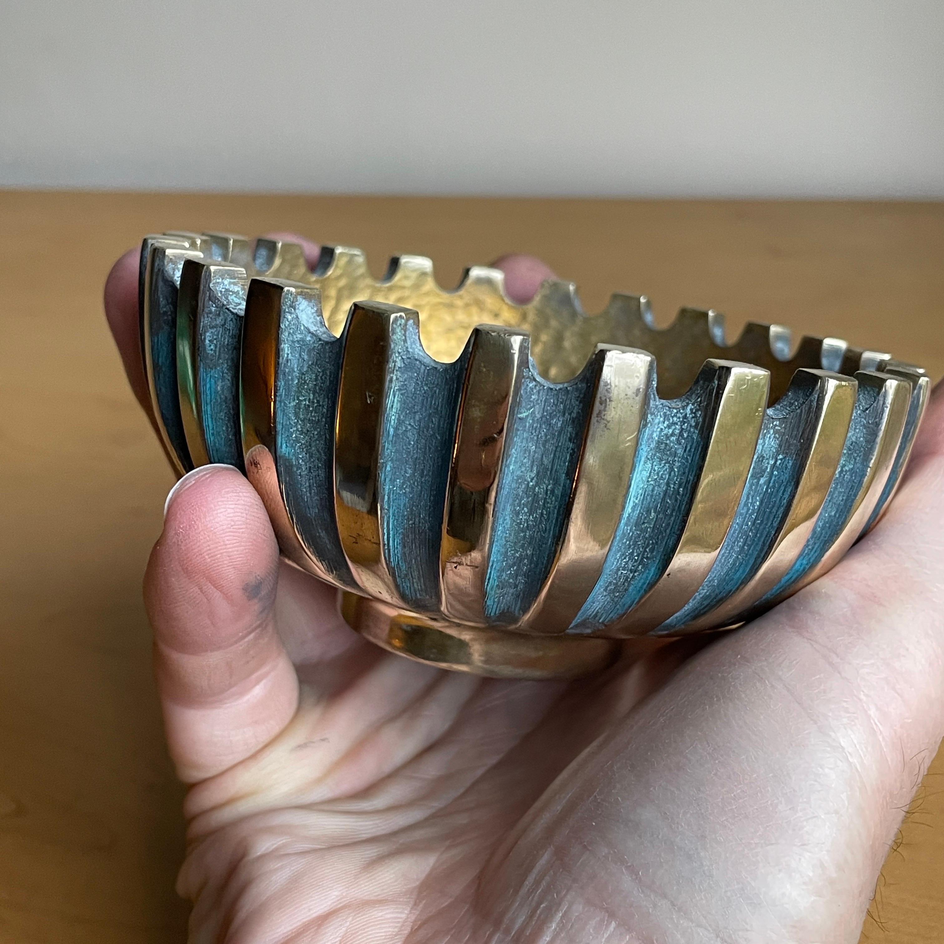 1950s Bronze Solid Cast Bowl Marijauna Cigarette Ashtray Party Bowl Candy Dish For Sale 1