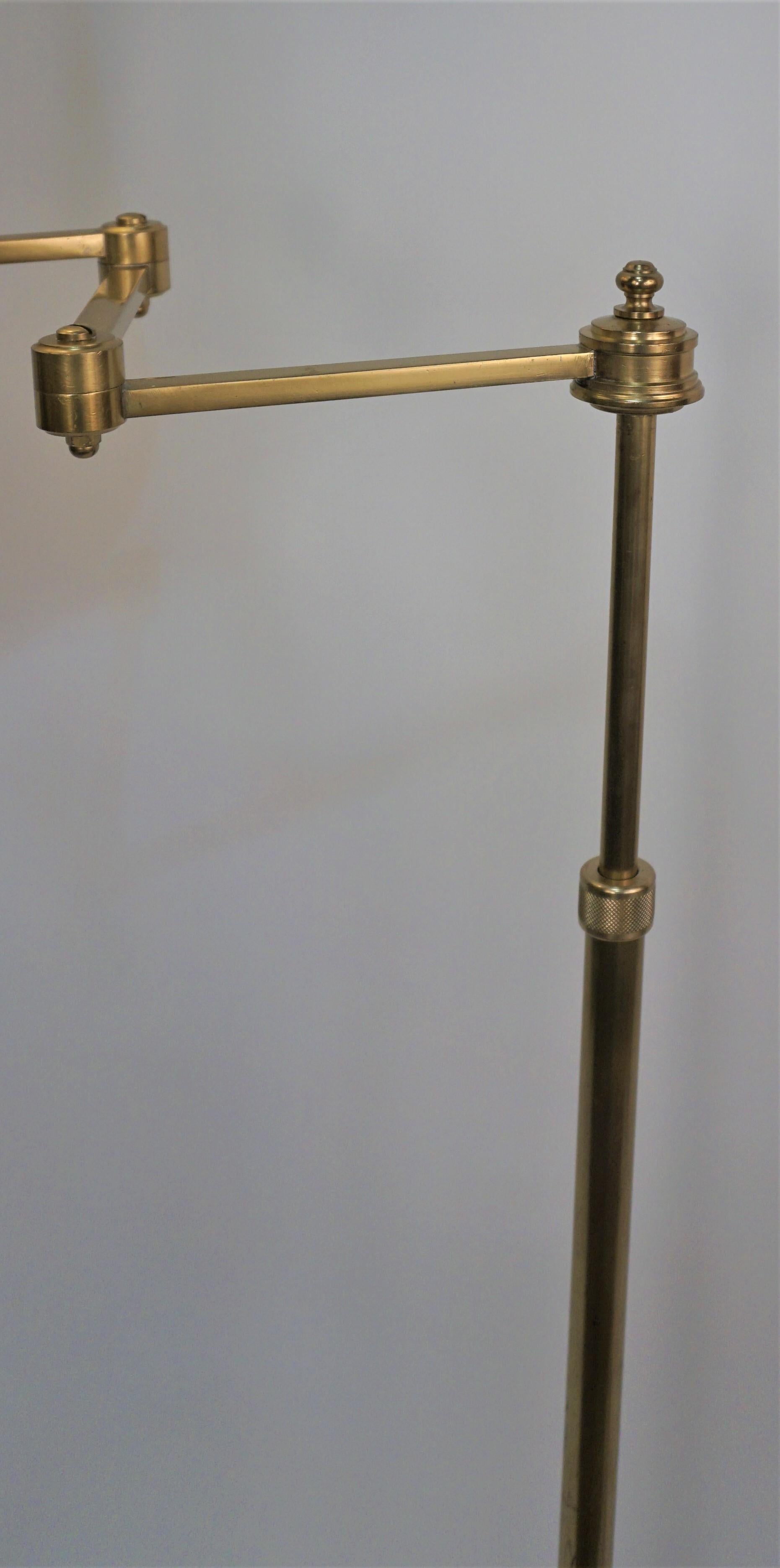 French 1950's Bronze Swing Arm Adjustable Height Floor Lamp by Bagues
