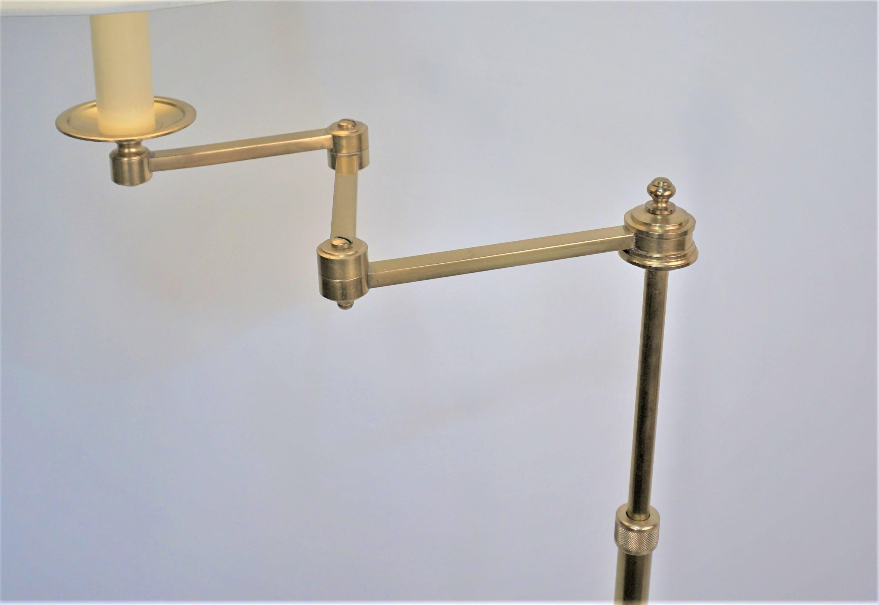 1950's Bronze Swing Arm Adjustable Height Floor Lamp by Bagues In Good Condition In Fairfax, VA