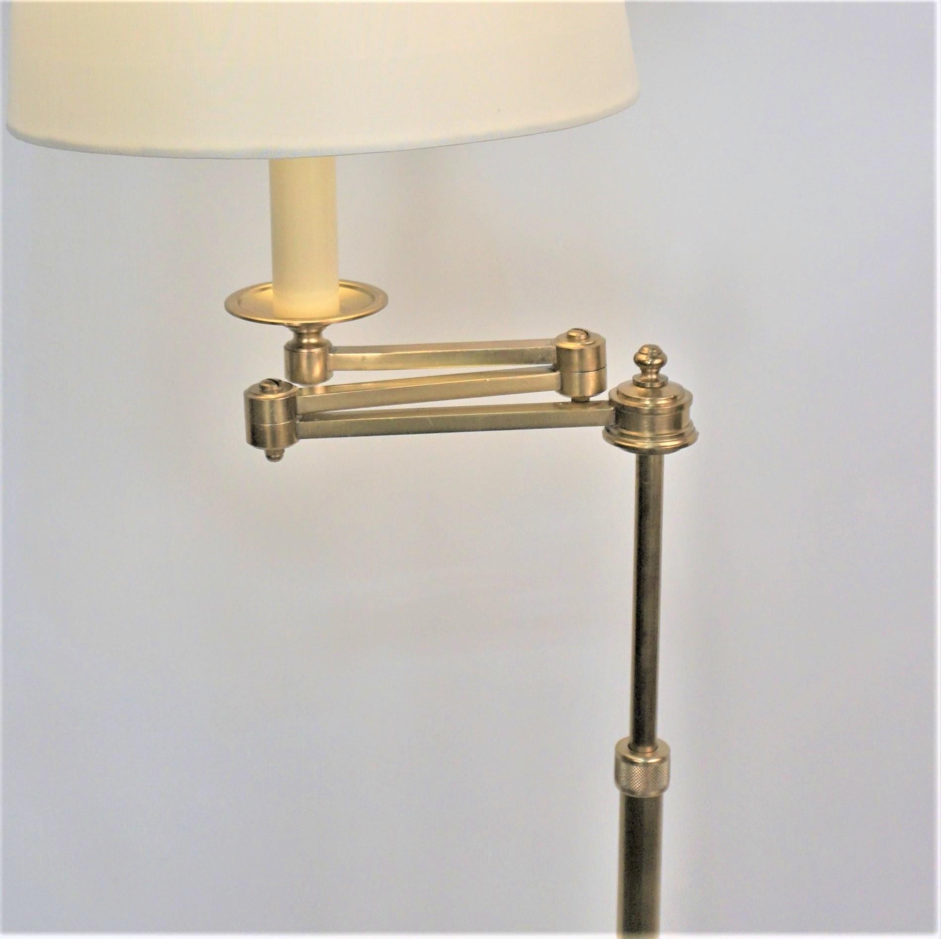1950's Bronze Swing Arm Adjustable Height Floor Lamp by Bagues 1