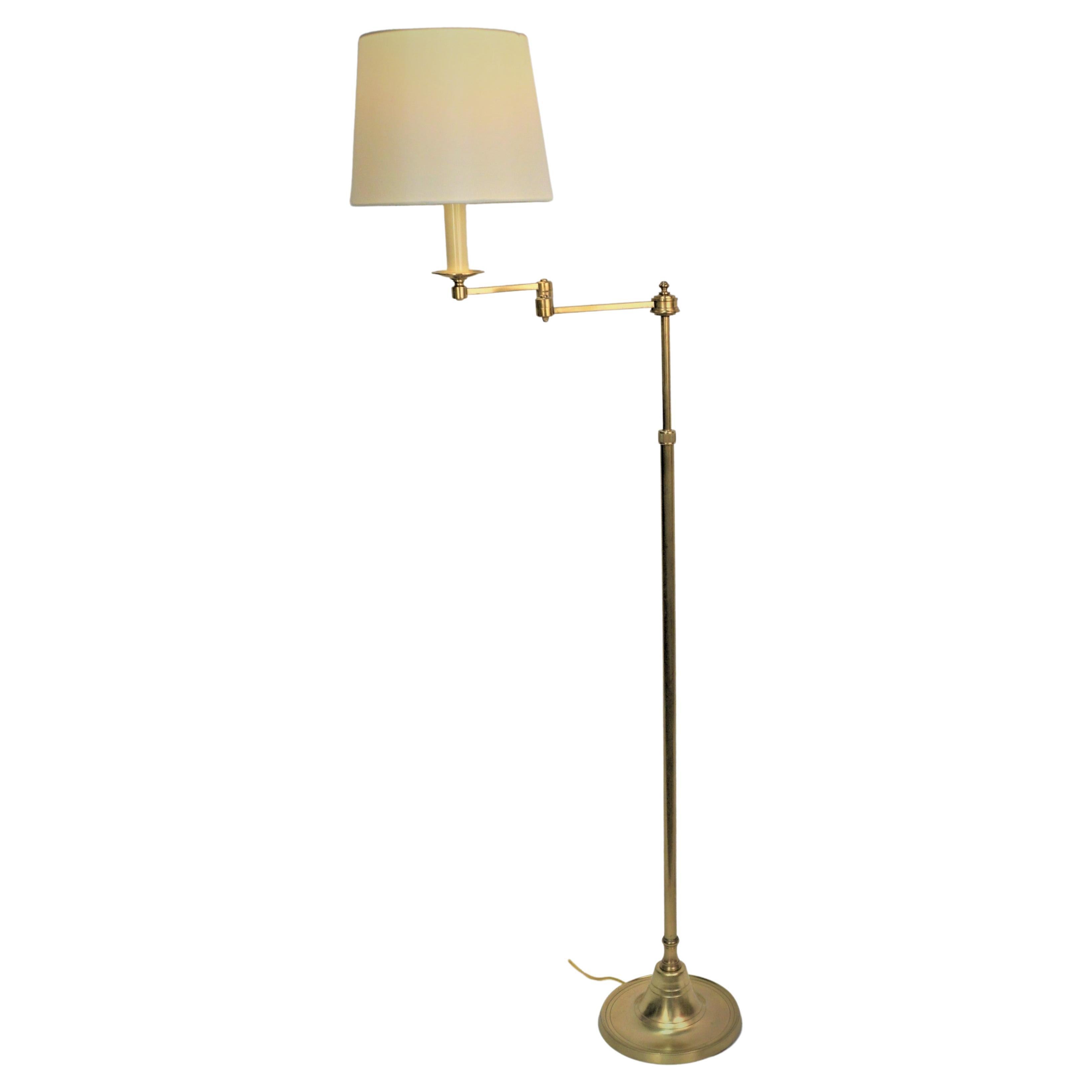1950's Bronze Swing Arm Adjustable Height Floor Lamp by Bagues