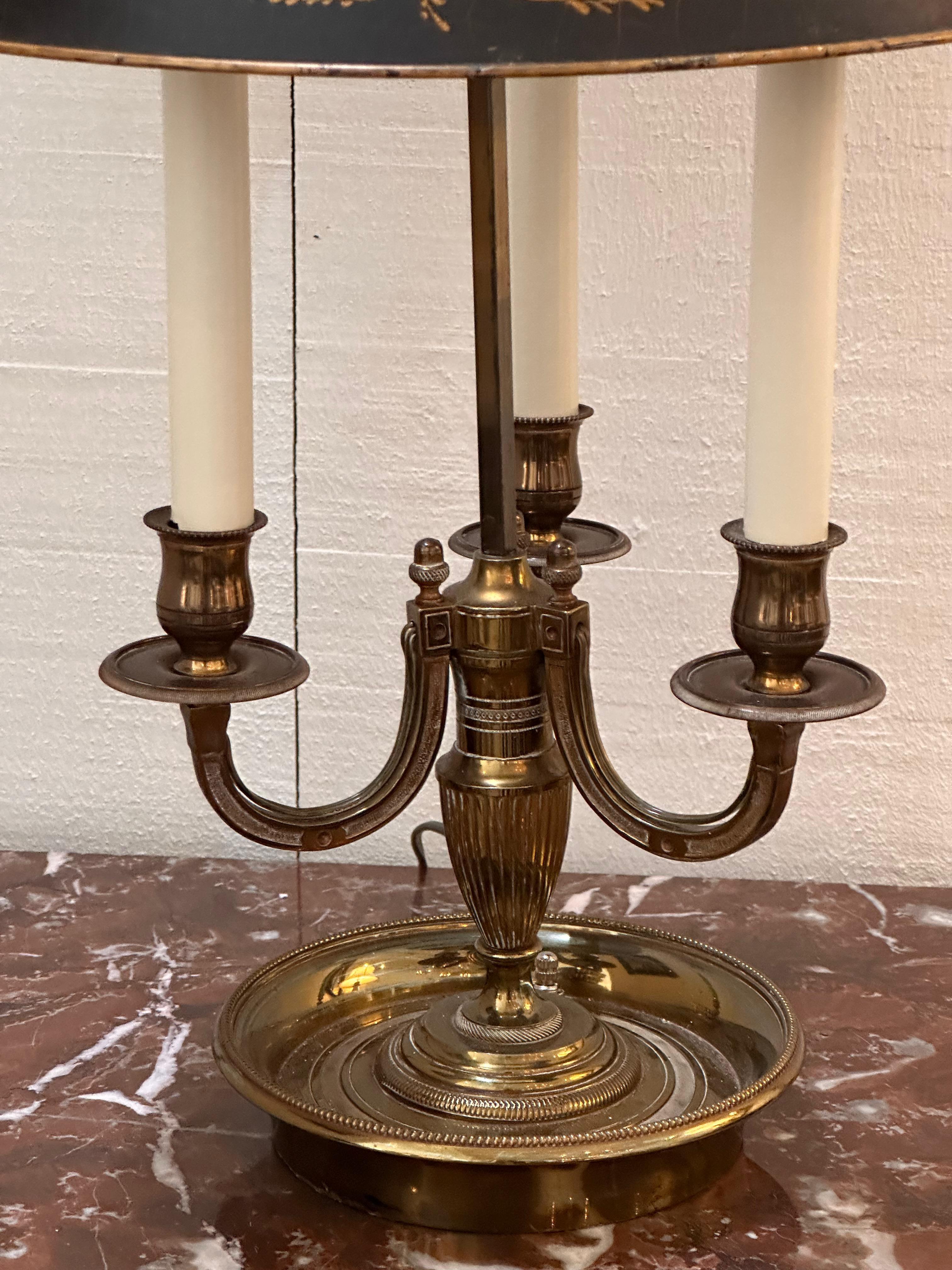 Mid-20th Century 1950s Bronze Tone Metal Bouillotte Lamp