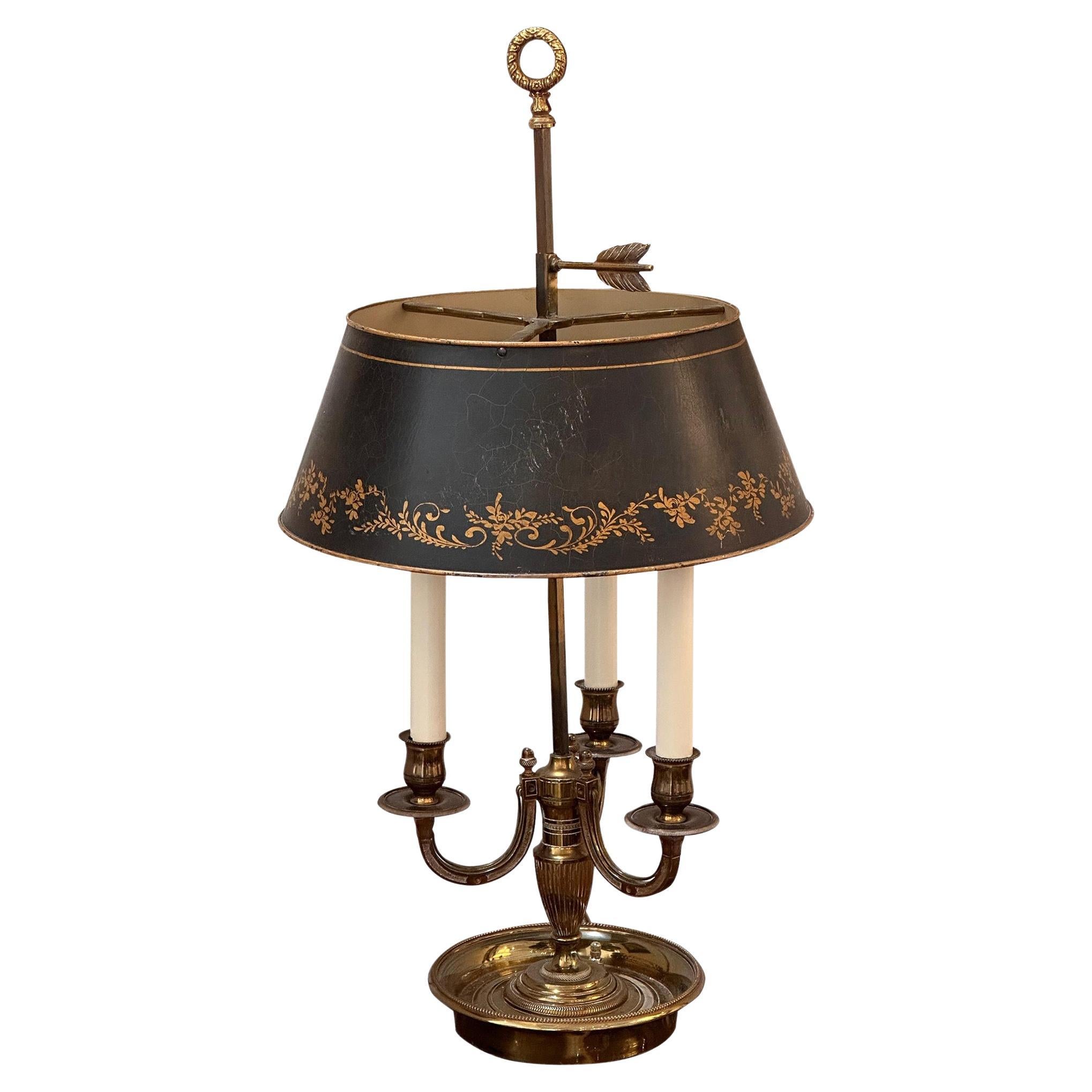 1950s Bronze Tone Metal Bouillotte Lamp