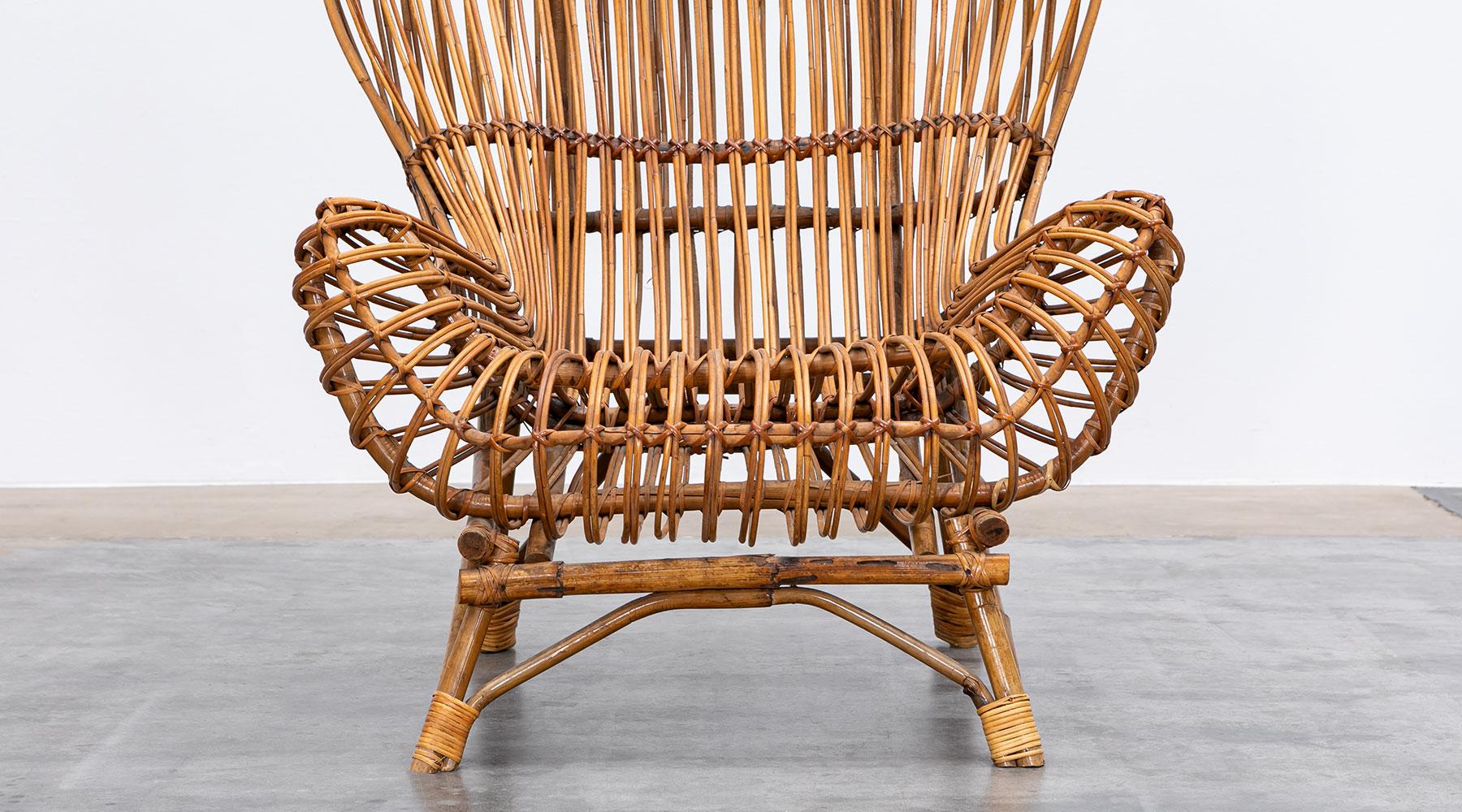 1950s Brown Basketwork Lounge Chair by Franco Albini 3