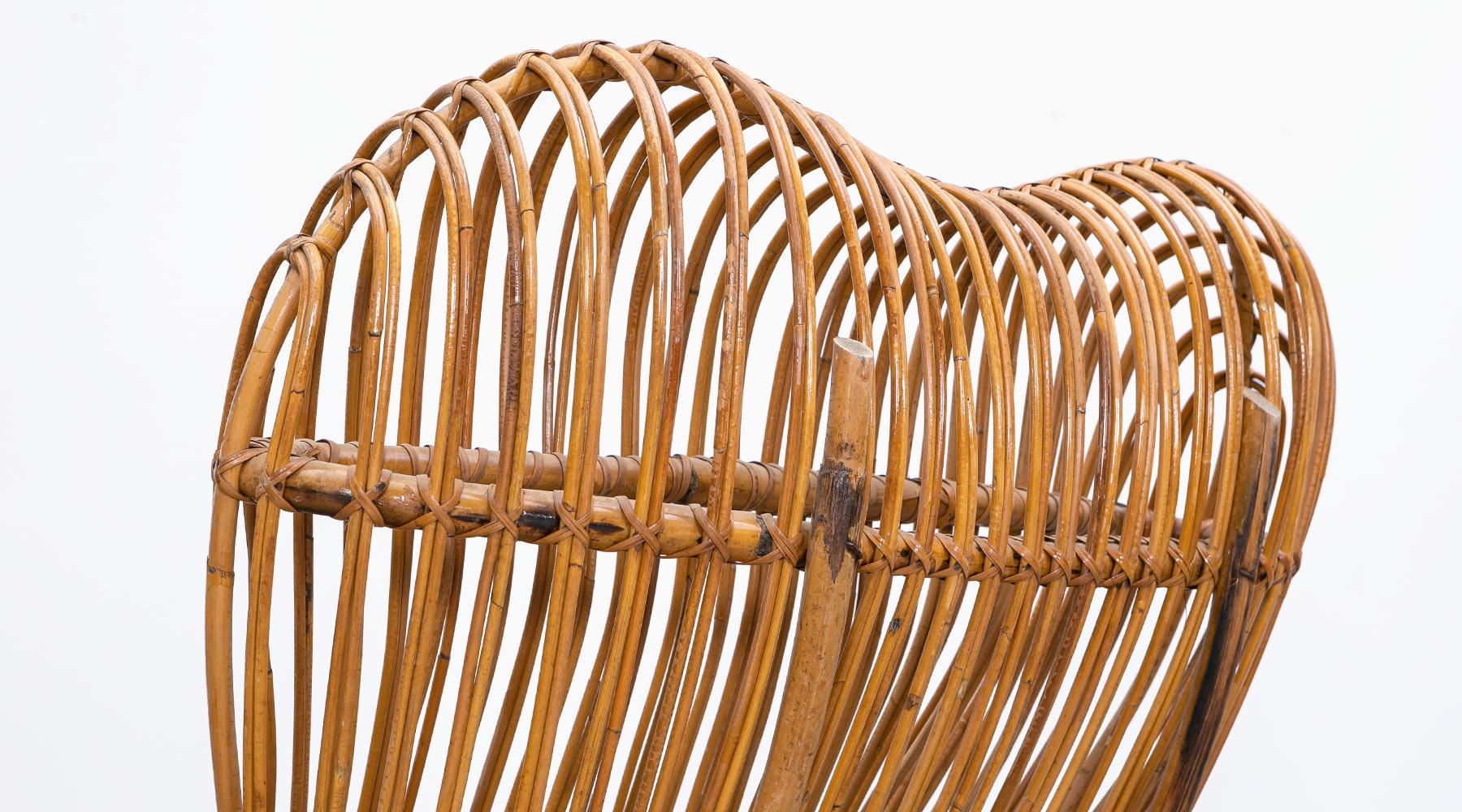 1950s Brown Basketwork Lounge Chair by Franco Albini 10