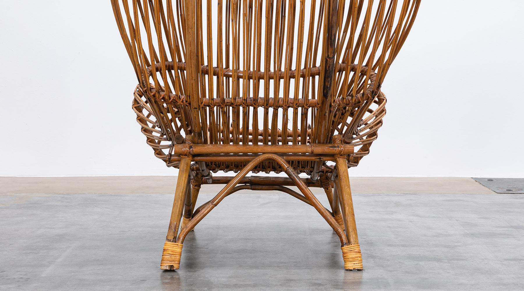 1950s Brown Basketwork Lounge Chair by Franco Albini 1