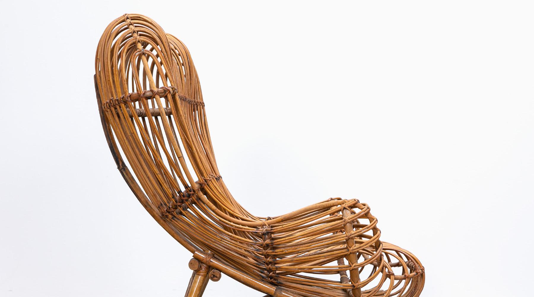 1950s Brown Basketwork Lounge Chair by Franco Albini 2