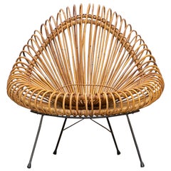 1950s Brown Basketwork Lounge Chair by Janine Abraham and Dirk Jan Rol