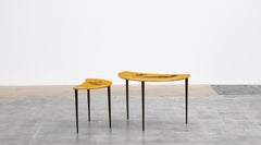 1950s Brown Goat Leather pair of Side Table by Aldo Tura & Piero Fornasetti