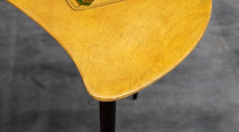 Italian 1950s Brown Goat Leather pair of Side Table by Aldo Tura & Piero Fornasetti For Sale