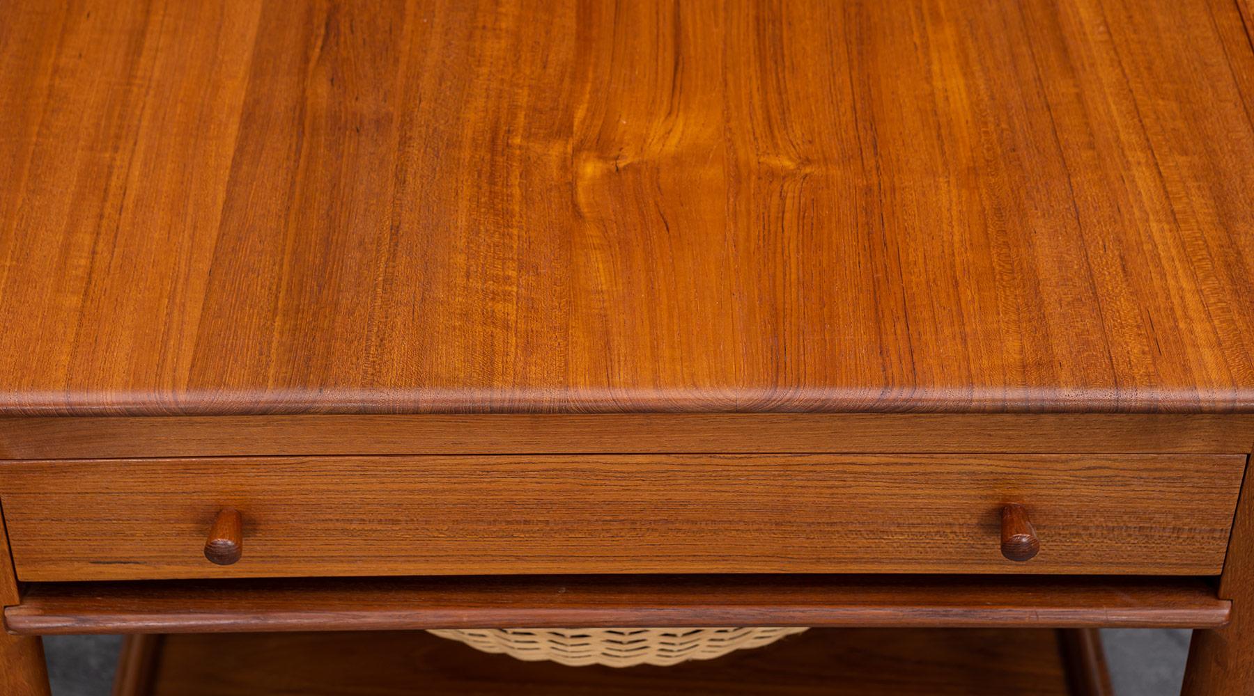 1950s Brown Teakwood Sewing Table by Hans Wegner 3