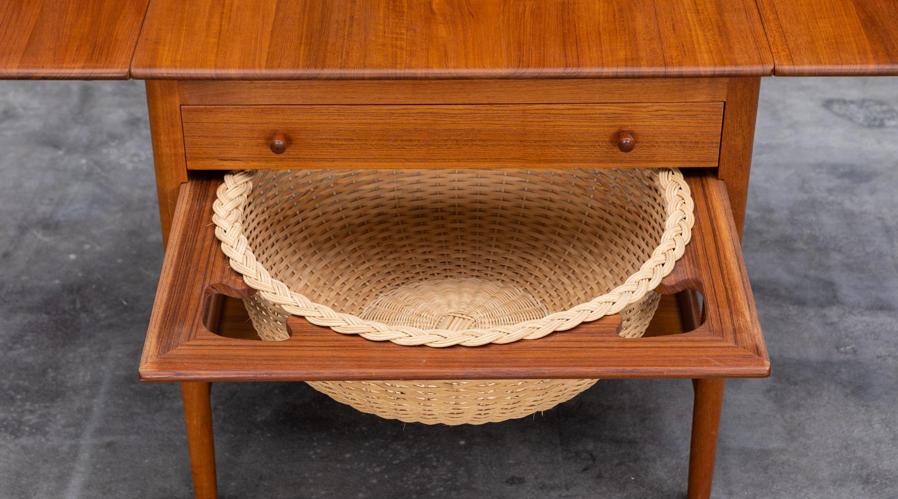 1950s Brown Teakwood Sewing Table by Hans Wegner 5