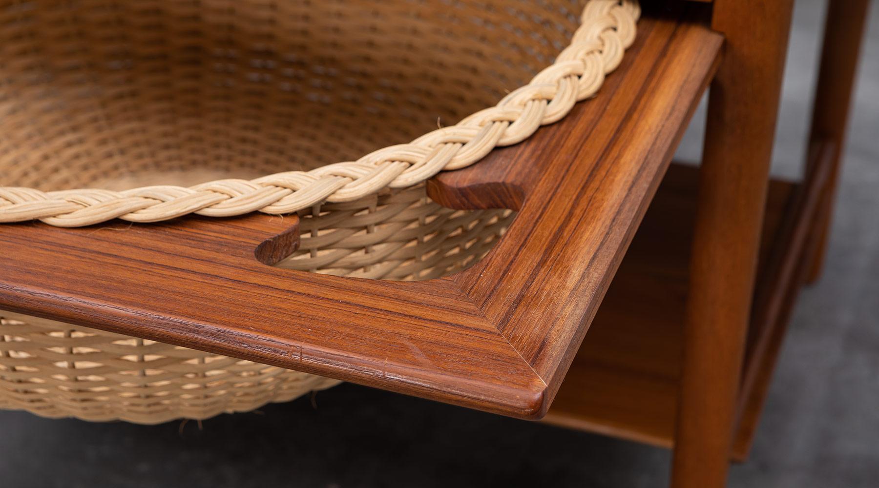 1950s Brown Teakwood Sewing Table by Hans Wegner 7