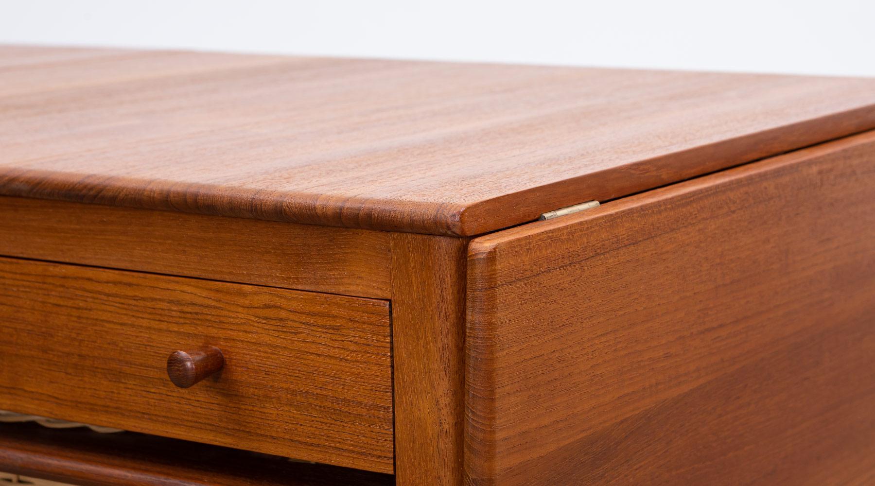 1950s Brown Teakwood Sewing Table by Hans Wegner 11