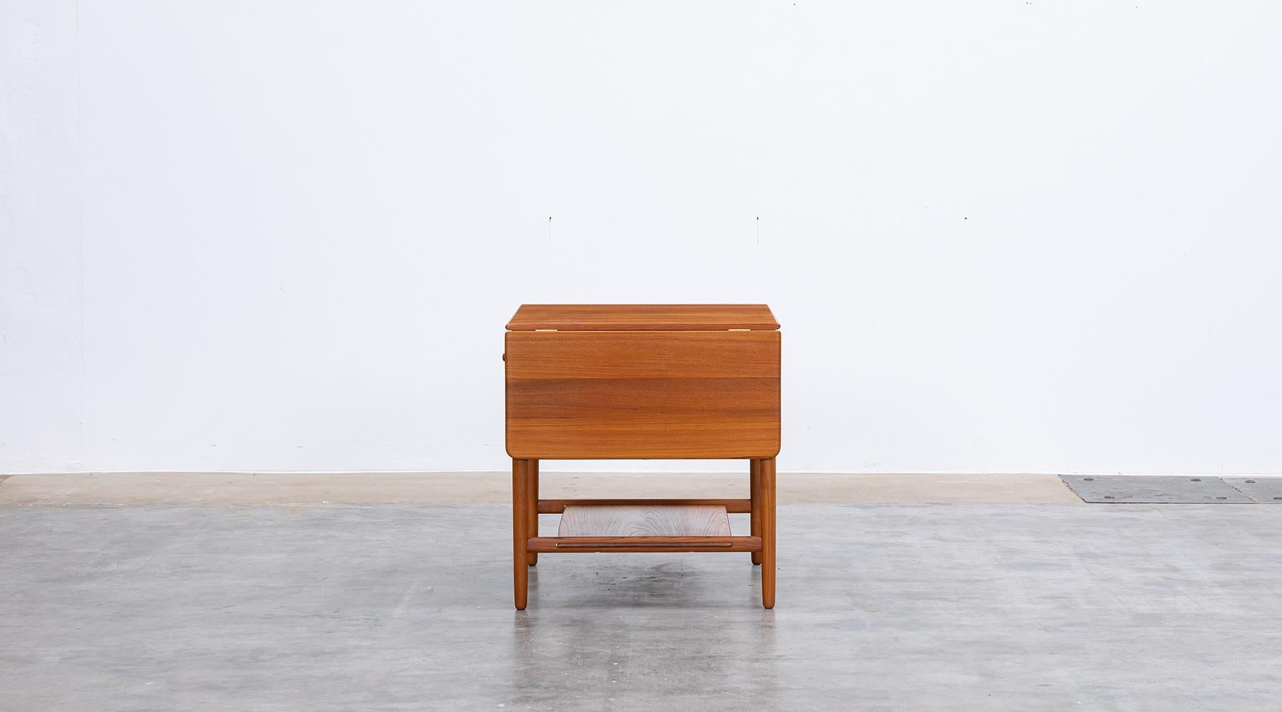 Danish 1950s Brown Teakwood Sewing Table by Hans Wegner