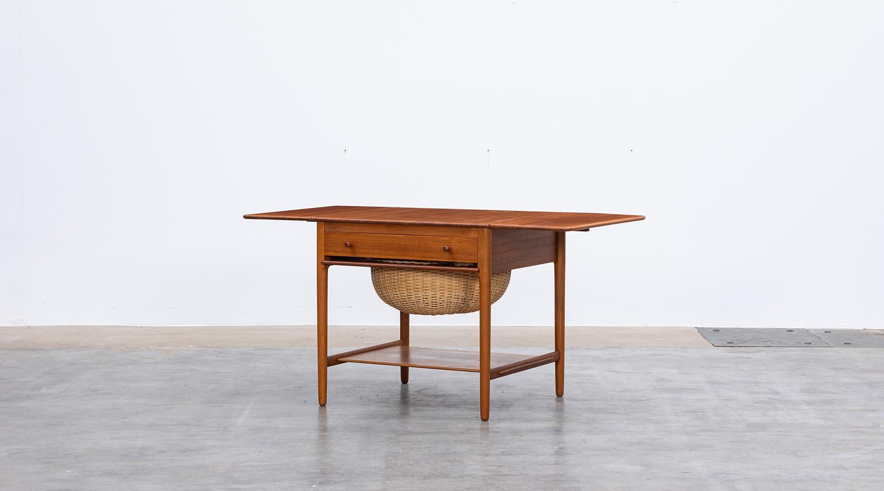 Mid-20th Century 1950s Brown Teakwood Sewing Table by Hans Wegner