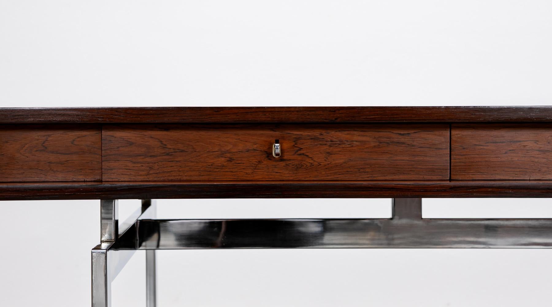 1950s Brown Rosewood Veneer Surface Desk by Bodil Kjaer For Sale 4