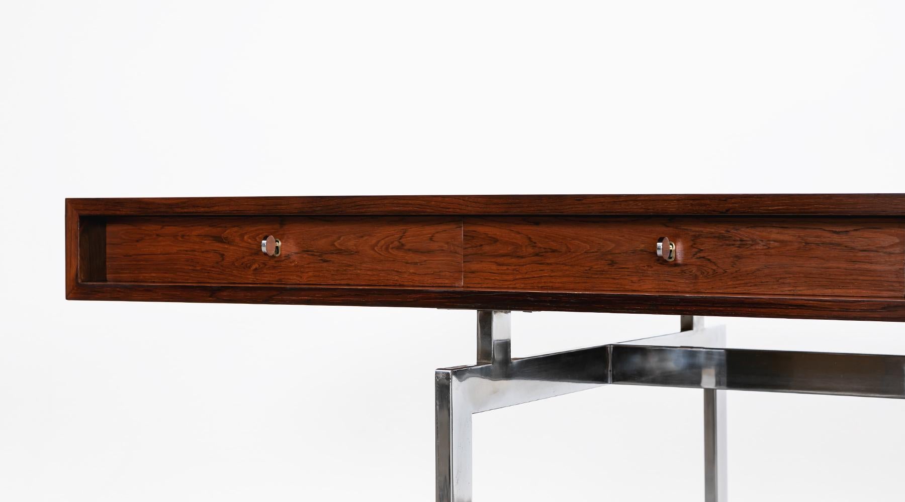 1950s Brown Rosewood Veneer Surface Desk by Bodil Kjaer For Sale 8