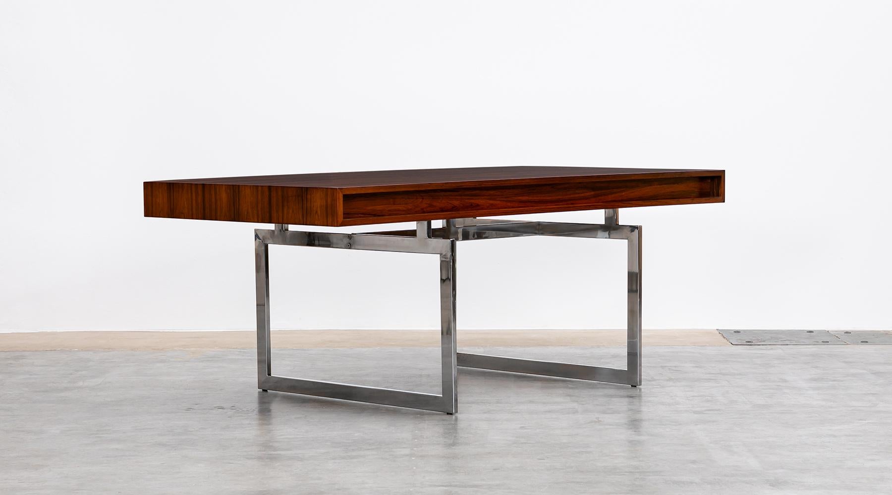 Danish 1950s Brown Rosewood Veneer Surface Desk by Bodil Kjaer For Sale