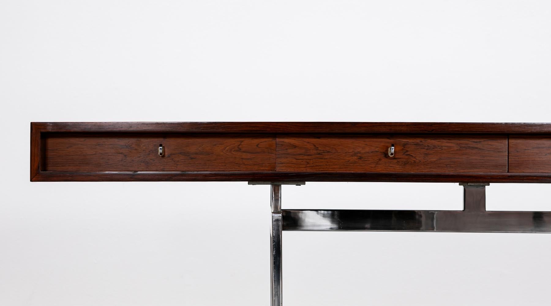 1950s Brown Rosewood Veneer Surface Desk by Bodil Kjaer For Sale 3