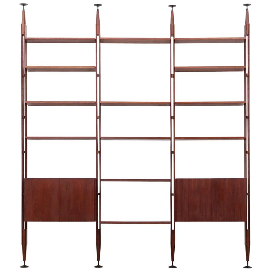 1950s Brown Teak and Aluminum Library by Franco Albini 'f'