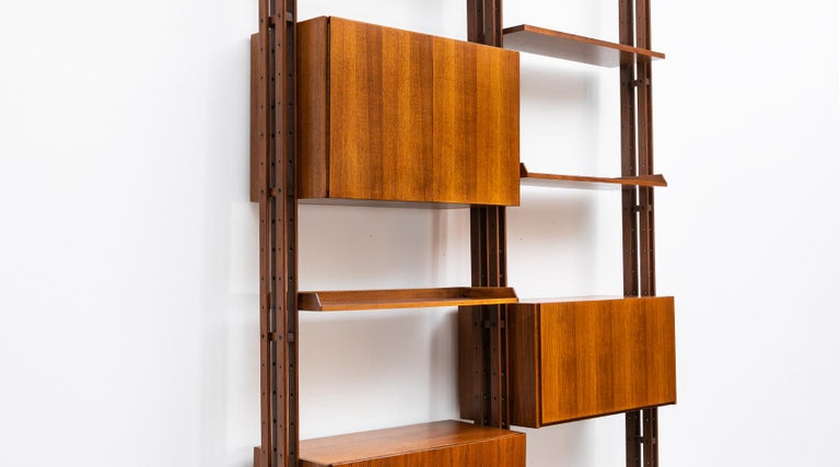 Mid-Century Modern 1950s Brown Teak and Aluminum Library by Franco Albini 'g' For Sale