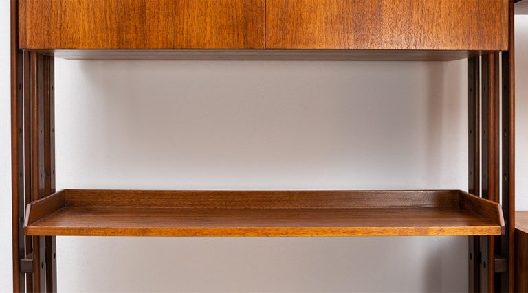 Italian 1950s Brown Teak and Aluminum Library by Franco Albini 'g' For Sale