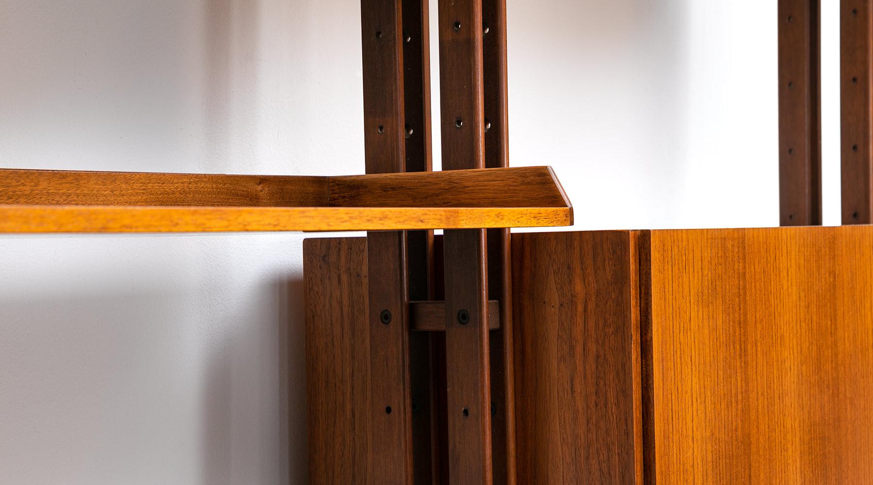 Mid-20th Century 1950s Brown Teak and Aluminum Library by Franco Albini 'g' For Sale