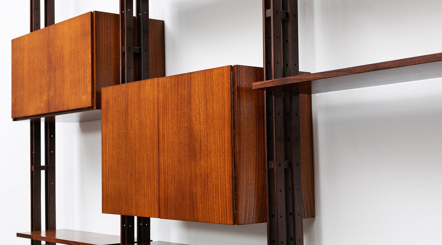 Mid-20th Century 1950s Brown Teak and Aluminum Library by Franco Albini 'h'