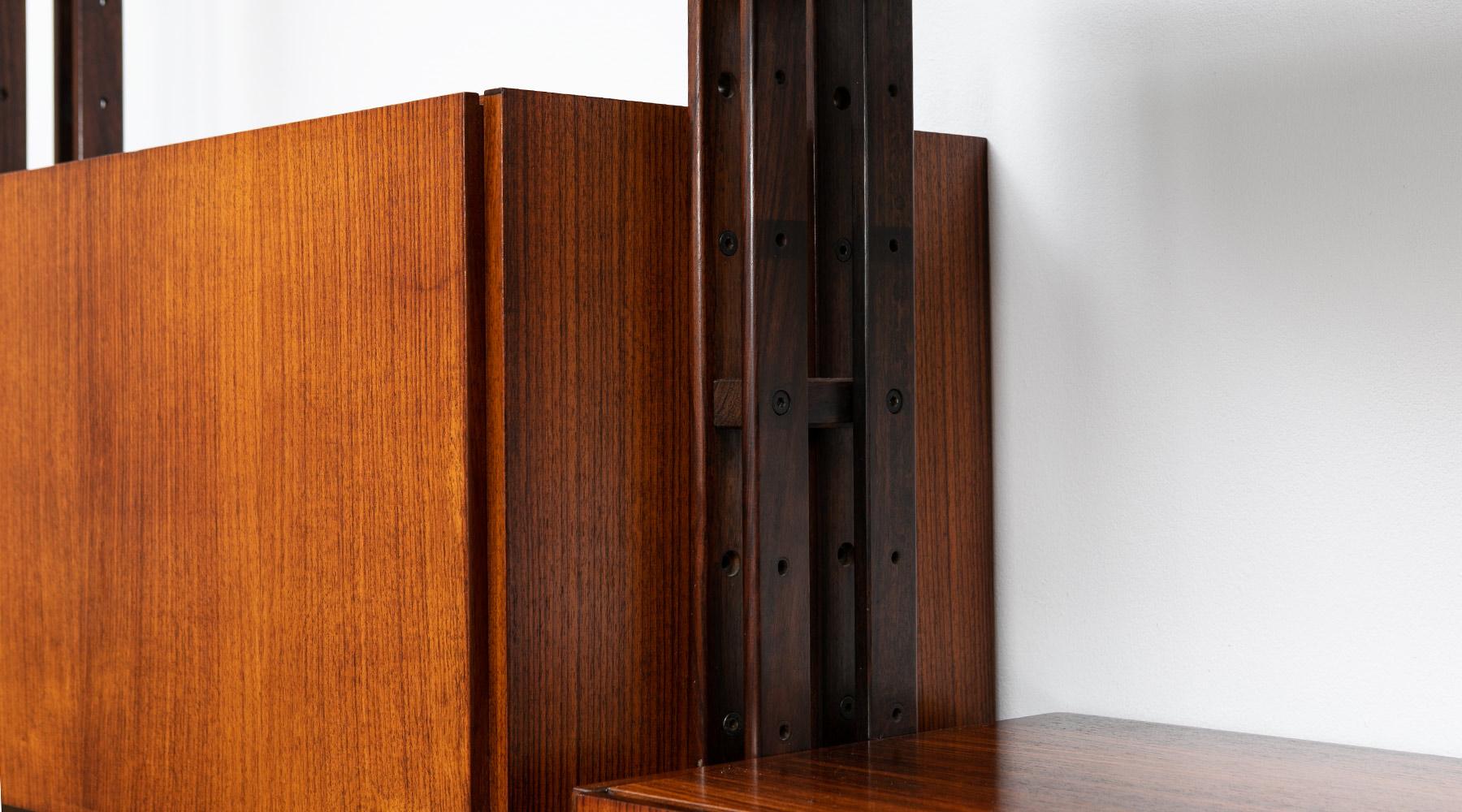 1950s Brown Teak and Aluminum Library by Franco Albini 'h' 1