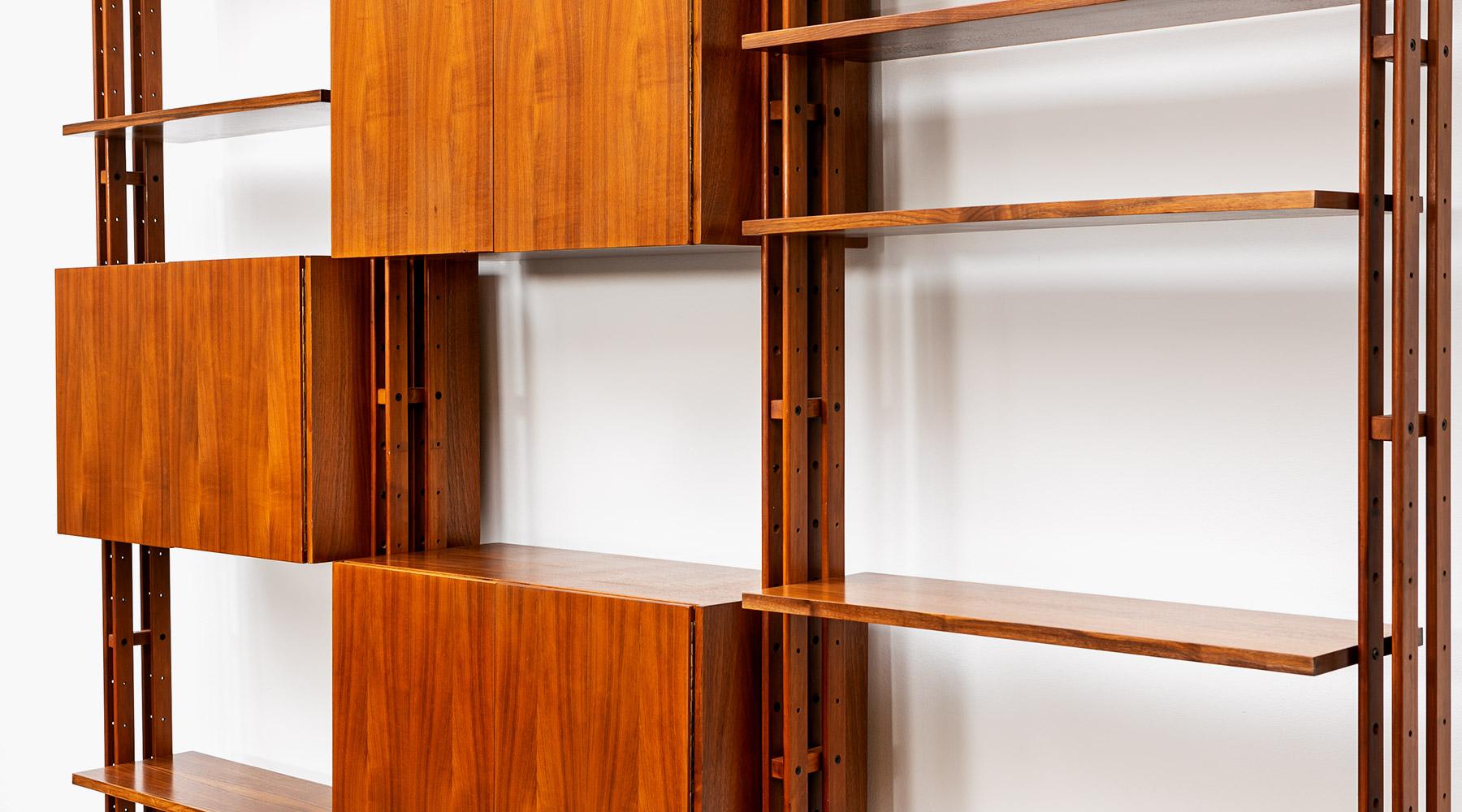 1950s Brown Teak and Aluminum Library by Franco Albini 'i' For Sale 5