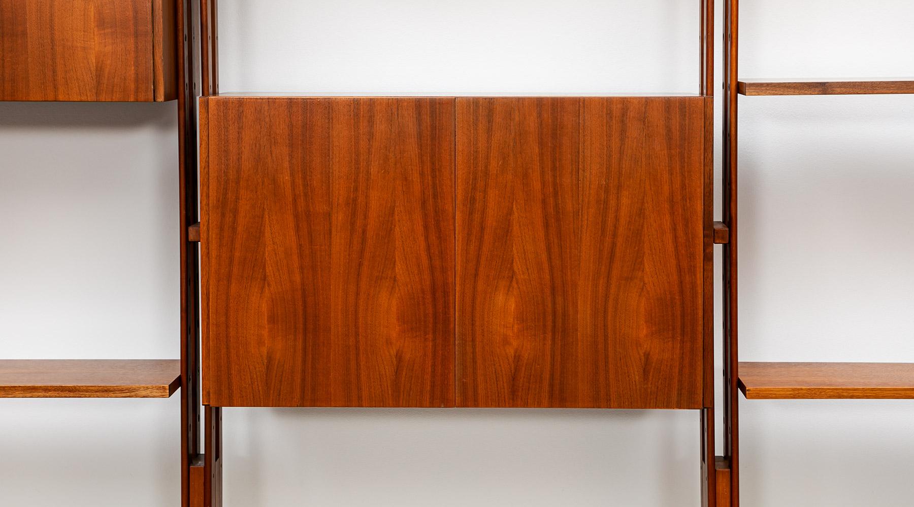Mid-Century Modern 1950s Brown Teak and Aluminum Library by Franco Albini 'i' For Sale