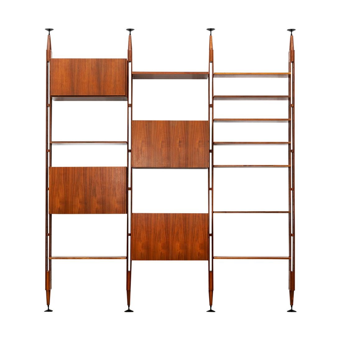 1950s Brown Teak and Aluminum Library by Franco Albini 'i'