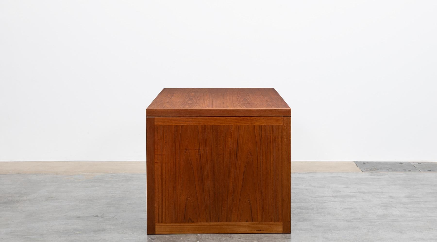 Mid-Century Modern 1950s Brown Teak and Brass Details Desk 'd' by Børge Mogensen