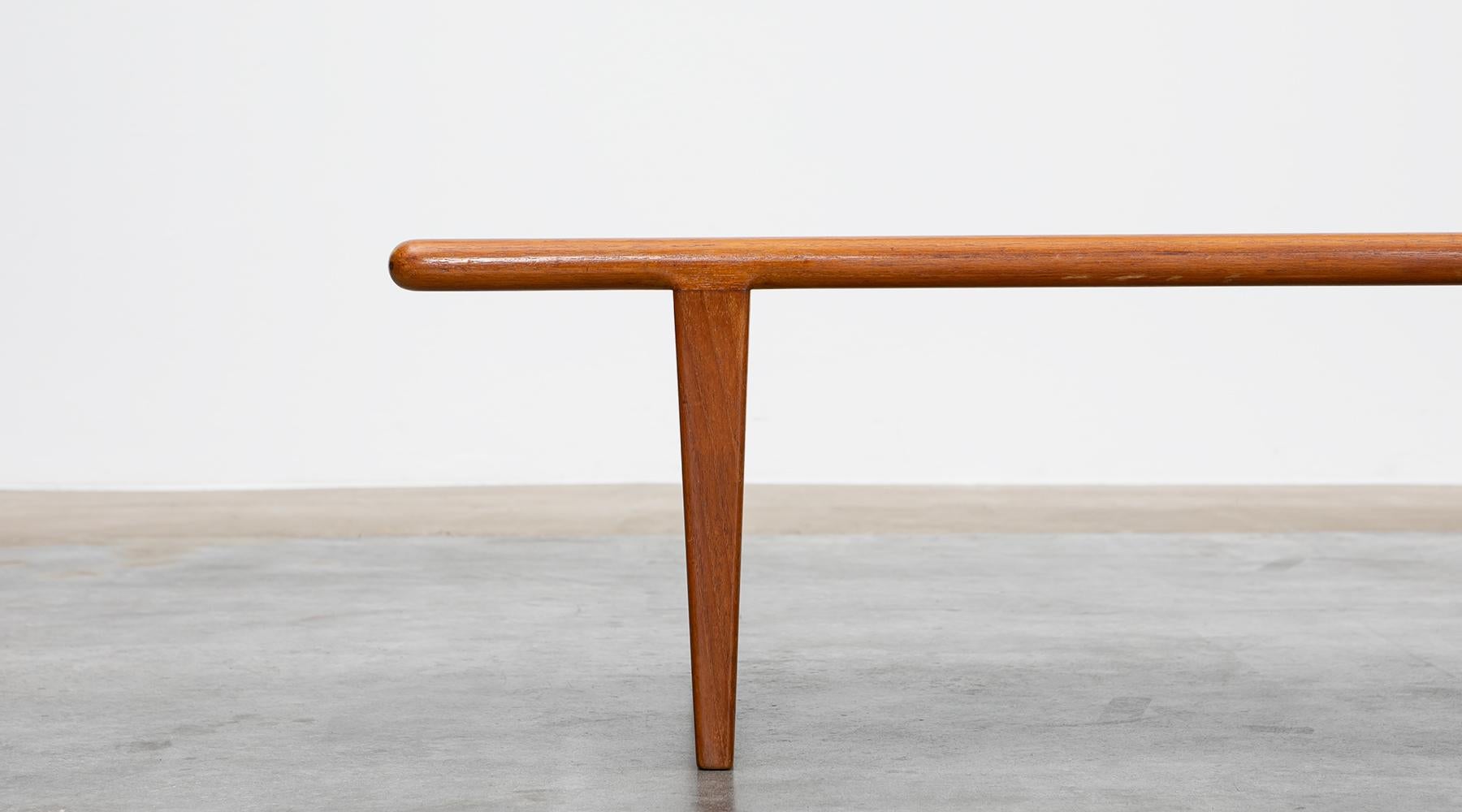 Danish 1950s Brown Teak Bench by Hans Wegner For Sale