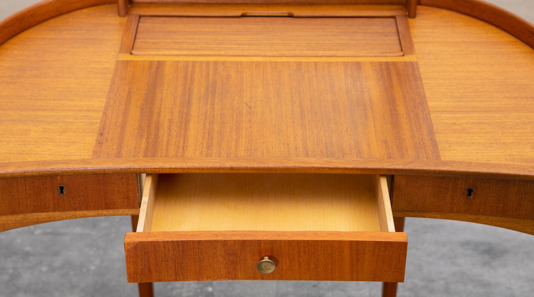 Late 20th Century 1950s Brown Teak Dressing Table with Stool by Carl Malmsten