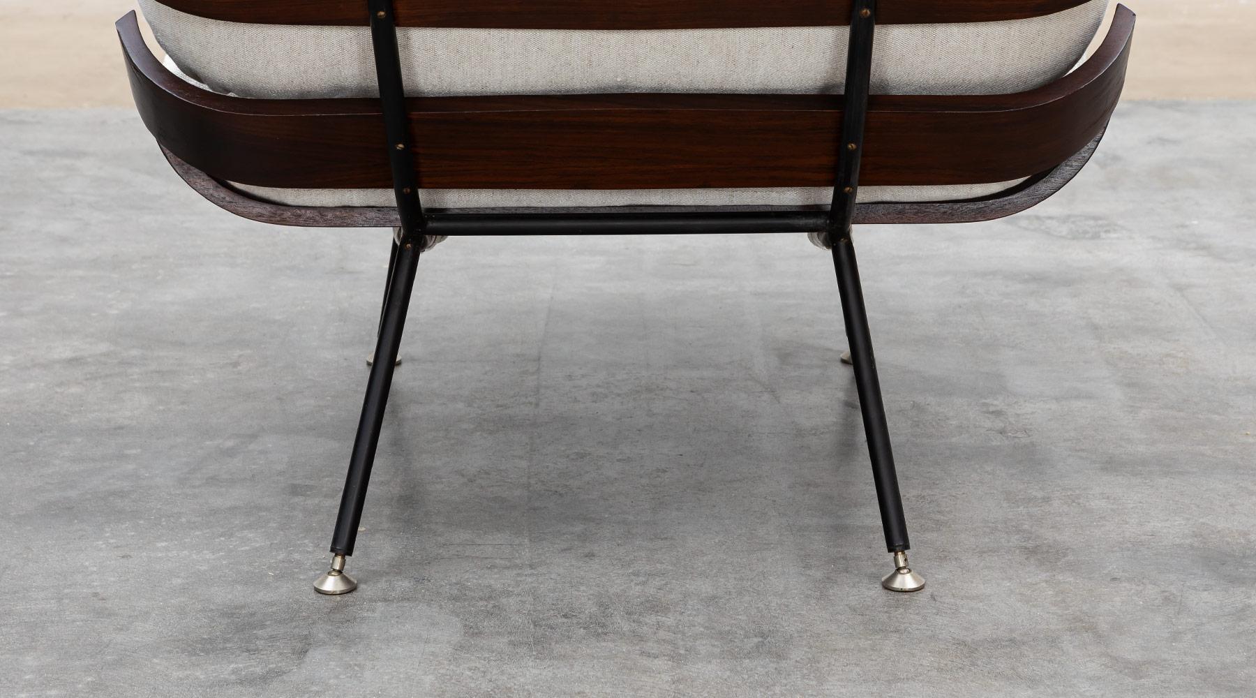 1950s Brown Teak Pair of Lounge Chairs by Martin Eisler and Carlo Hauner 3
