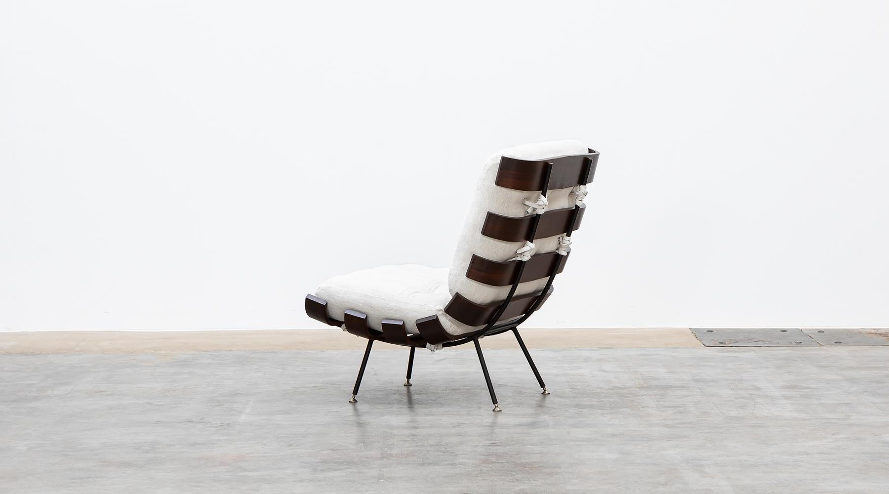 Mid-20th Century 1950s Brown Teak Pair of Lounge Chairs by Martin Eisler and Carlo Hauner