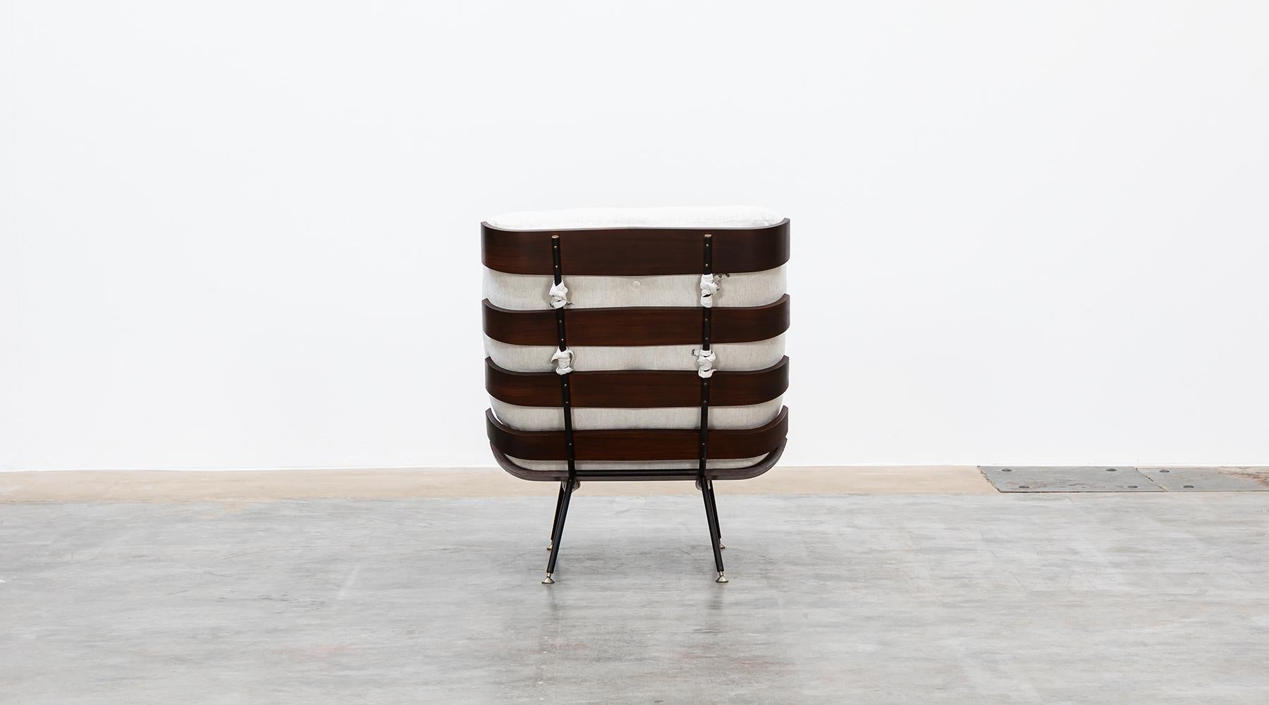 1950s Brown Teak Pair of Lounge Chairs by Martin Eisler and Carlo Hauner 1