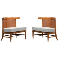1950s Brown Walnut and Cane Lounge Chairs by Lubberts or Mulder 'g'