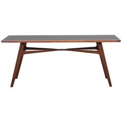 1950s Brown Walnut, Linoleum Dining Table Made in Italy